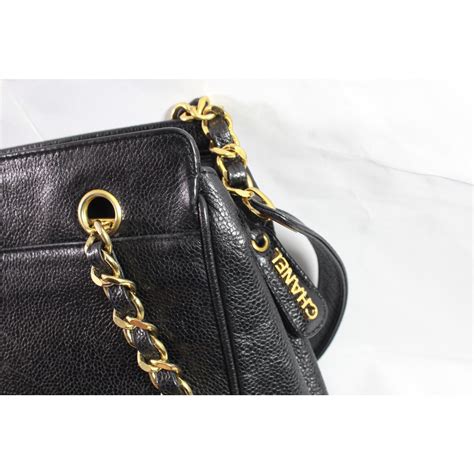 chanel black shopper